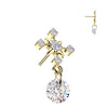Titanium Large White CZ Cross With Dangle Threadless Top