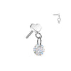 Titanium Heart With CZ Charm Dangle Threadless Top