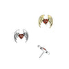 Titanium Large Angel Wings With Heart CZ Threadless Top