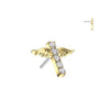 Titanium White CZ Bar With Wings Threadless Top