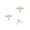Titanium White CZ Bar With Wings Threadless Top