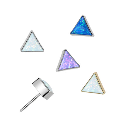 Titanium Threadless Opal Triangle Top