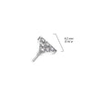 Titanium Threadless Triangle White CZ Pave Gem Top