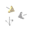 Titanium Threadless Triangle White CZ Pave Gem Top