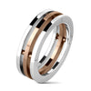 Stainless Steel Rose Gold 3-Connected Piece Center Ring