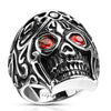 Stainless Steel Royal Tribe Red CZ Eyed Skull Ring