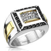 Stainless Steel Clear CZ With Black CZ Border Two Toned Ring