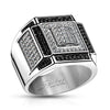 Stainless Steel Black and Clear CZ Square Pattern Pave Ring