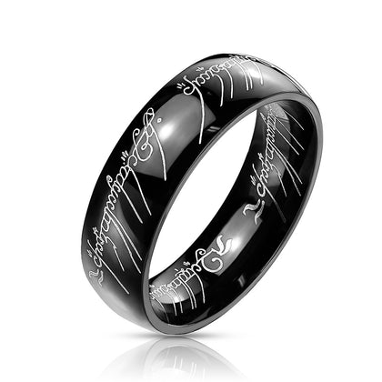 Etched stainless steel ring black