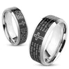 Stainless Steel Lord's Prayer Black Beveled Edge Ring