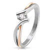 Two tone twisted stainless steel ring