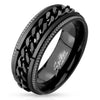 Stainless Steel Black Grooved Edge Center Chain Spinner Ring