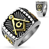 Stainless Steel Gold 2-Tone Square Face Masonic Ring