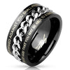 Stainless Steel Black Center Chain Spinner with Bible Verses Ring