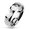 Stainless Steel 3 CZ Classic Dome Ring
