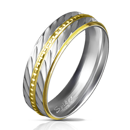 Stainless Steel Gold Ball Chain Center Ring