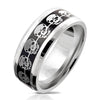 silver skull stainless steel ring