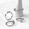 Stainless Steel Round Cabochon Opal Set Ring