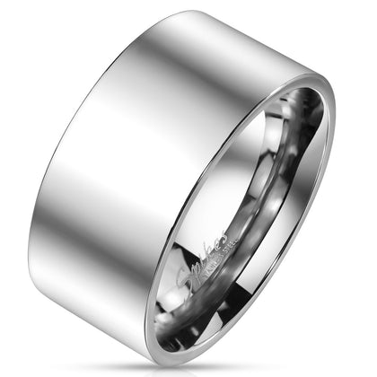 Stainless Steel Mirror Polished Plain Flat Wide Bend Ring
