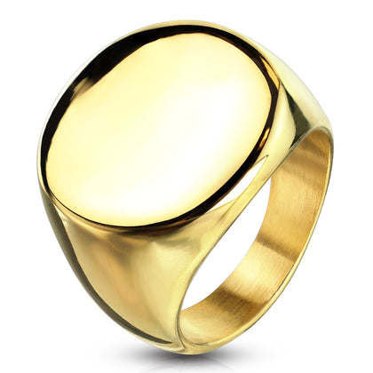 Stainless Steel Gold Round Signet Ring