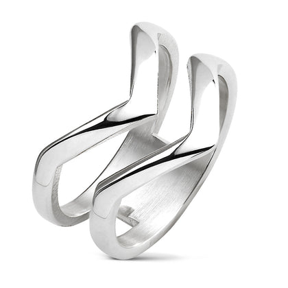 Stainless Steel Double Chevron Ring