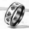 Stainless Steel Steel Poker Card Shape Cut Out Center Two Tone Black Ring