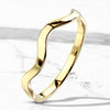 Stainless Steel Gold Wavy Line Stackable Ring