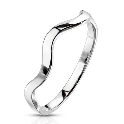 Stainless Steel Wavy Line Stackable Ring