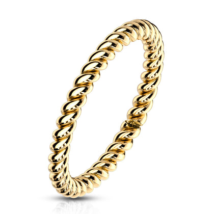 Stainless Steel Braided Gold Stackable Ring