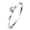 Stainless Steel Prong Set Round CZ on Plain Band Ring