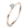 Stainless Steel Rose Gold Prong Set Square CZ on Plain Band Ring