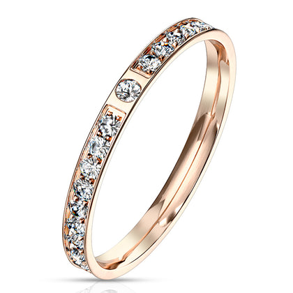 Stainless Steel Pave CZ Rose Gold Eternity Ring