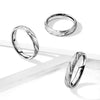 Stainless Steel Deep Diagonal Cuts Sand Blasted Sparkle Finish Dome Band Ring