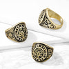 Stainless Steel Gold US Army Seal & Flag with Eagle Ring