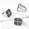 Stainless Steel Compass Rose Cross Center Ring