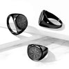 Stainless Steel Black Matte Compass Rose Ring