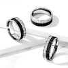 Stainless Steel CZ Around and Black Carbon Fiber Inlay Ring