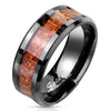 Stainless Steel Wood Inlay Center Beveled Edges Black Rings