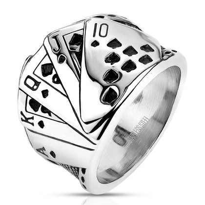 Stainless Steel Royal Straight Flush Ring