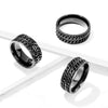 Stainless Steel Black Double Chain Spinner Ring