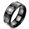 Stainless Steel Black Gold Heart Beat Center Ring