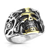 Stainless Steel Gold Skull with Rose Vines Ring