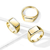 Stainless Steel Wide Square Flat Top Gold Plated Ring