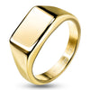 Stainless Steel Wide Square Flat Top Gold Plated Ring