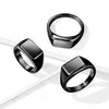 Stainless Steel Wide Square Flat Top Black Plated Ring