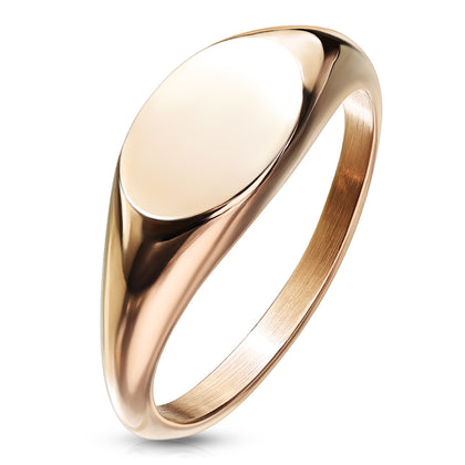 Stainless Steel Flat Oval Top Rose Gold Ring