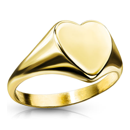 Stainless Steel Flat Heart Top Gold Ring