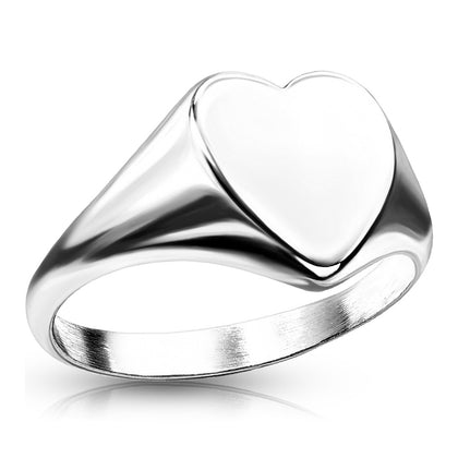 Stainless Steel Flat Heart Top Ring