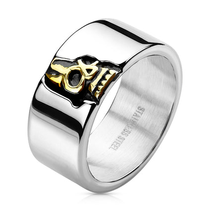 Gold skull stainless steel ring