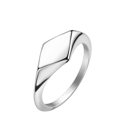 Stainless Steel Flat Diamond Top Ring